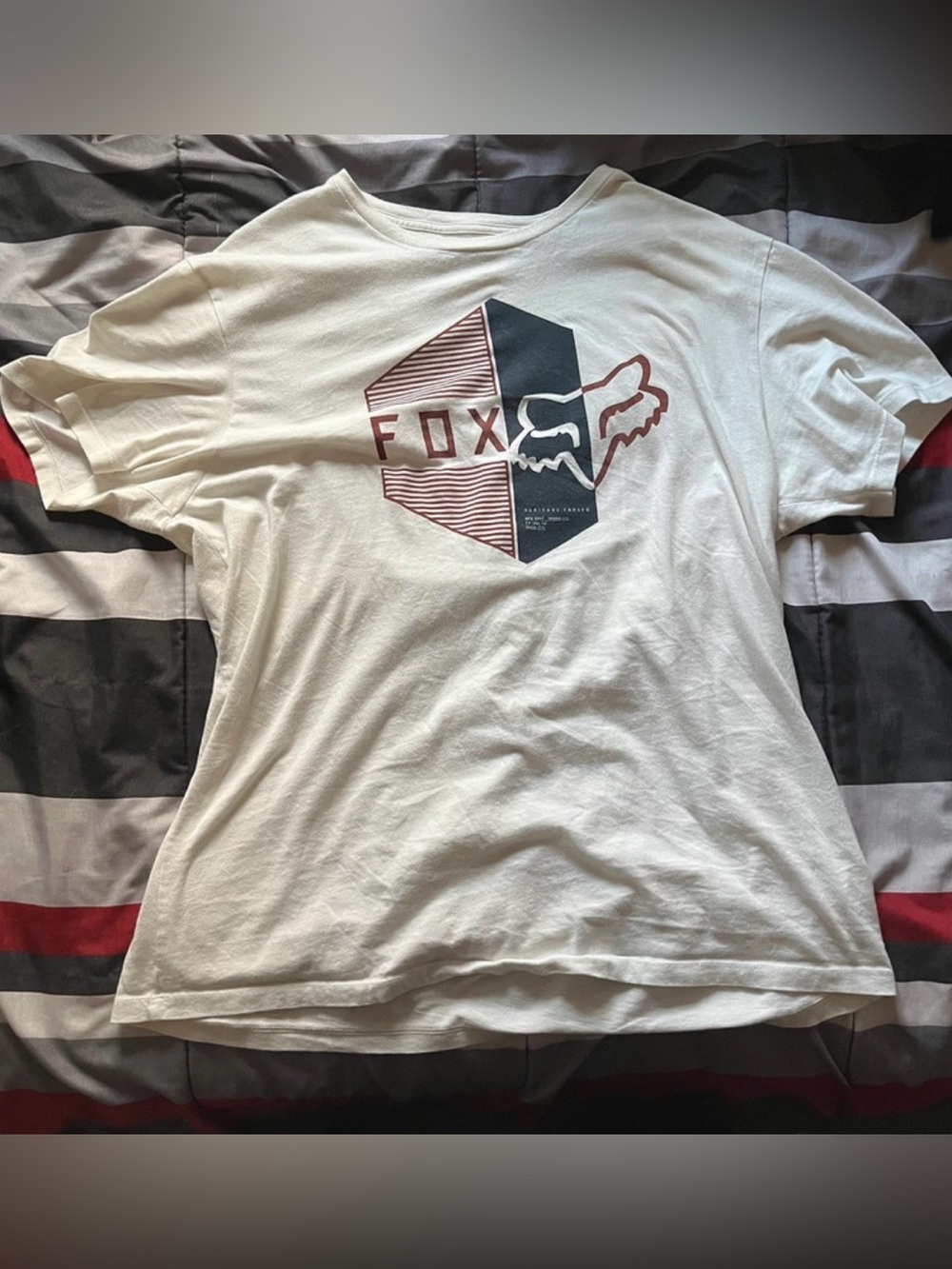 Fox Men’s White Graphic Tee with Maroon & Navy Logo